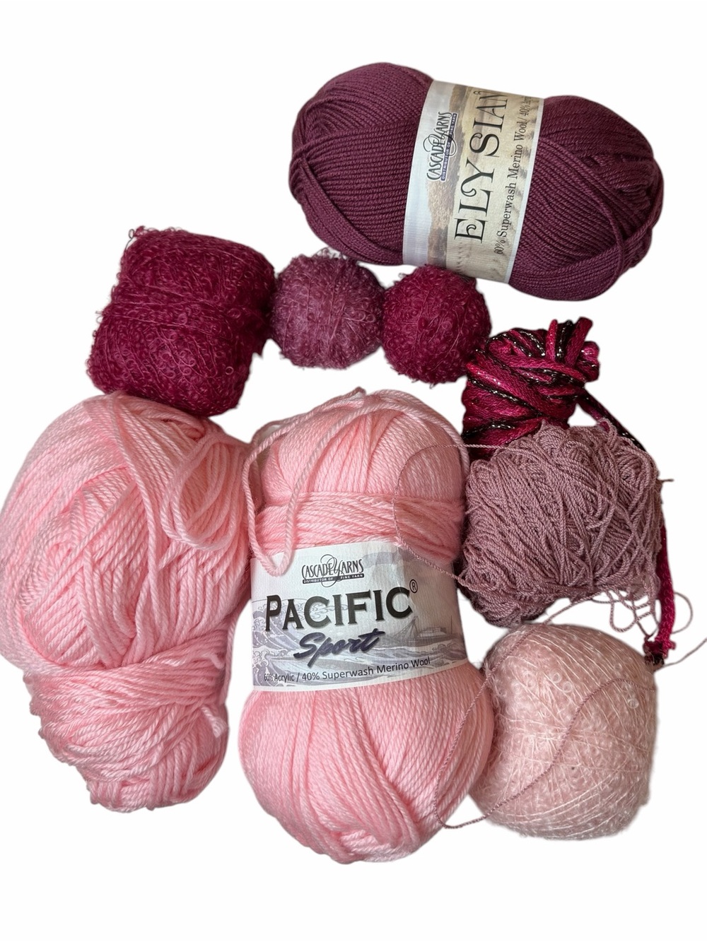 Yarn Mixed Lot Pinks Purples Colorful Yarn Skeins Crafts Knit Crochet Wool +